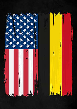 USA Belgium Split Flag