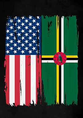 USA Dominica Split Flag
