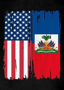 USA Haiti Split Flag