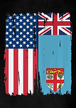 USA Fiji Split Flag
