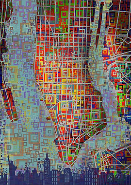 new york map abstract