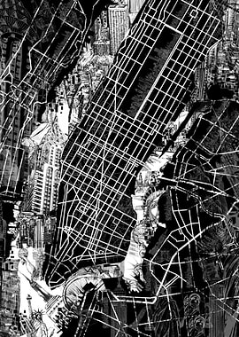 new york city map black