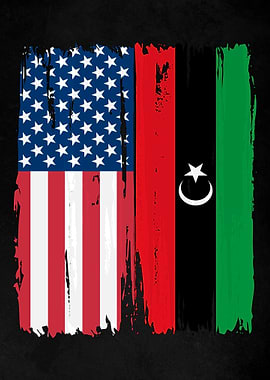 USA Libya Split Flag
