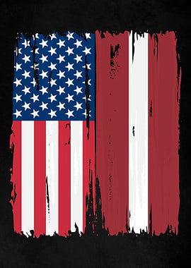 USA Latvia Split Flag