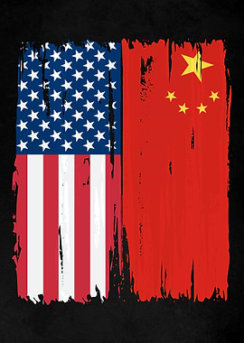 USA China Split Flag