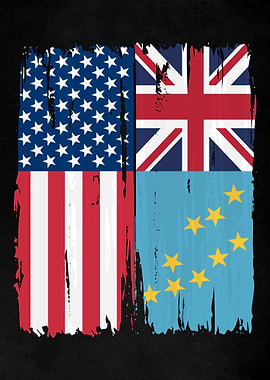 USA Tuvalu Split Flag