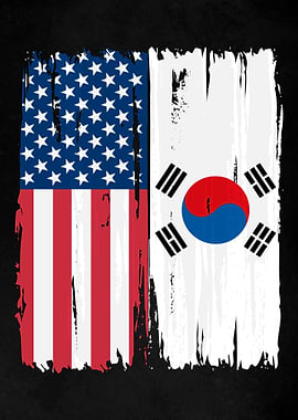 USA South Korea Split Flag