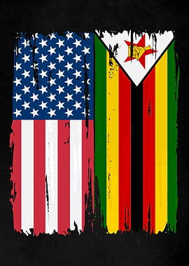 USA Zimbabwe Split Flag