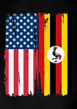 USA Uganda Split Flag