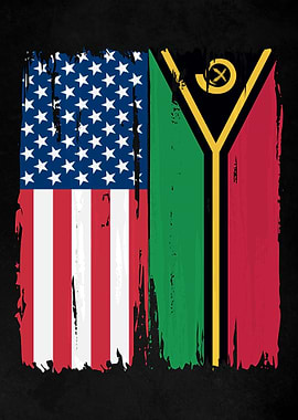 USA Vanuatu Split Flag