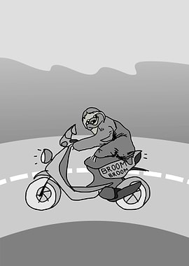 sloth riding a scooter