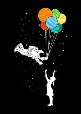 Astronaut Planets in Hand