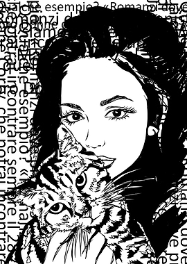 girl and cat