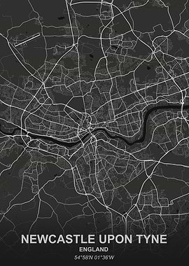 Newcastle England city map