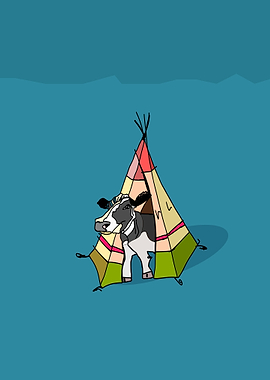 cow in a tent