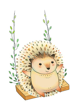 Hedgehog on Floral Swing