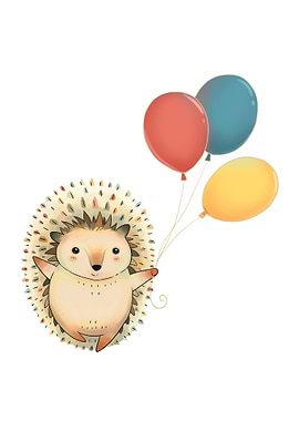 Hedgehog with Balloons