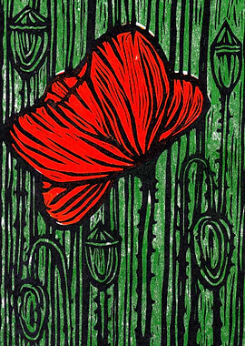 Poppy on a Green Meadow