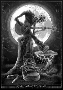 Old Guitarist Broken Heart