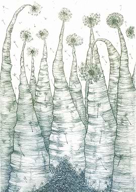 Blue Green Dandelions