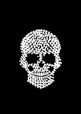 White skull with dots