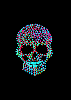 Neon color skull icon with