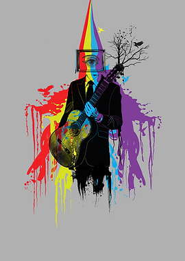 Surrealism man guitarist