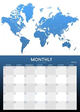 Monthly Planner blue white