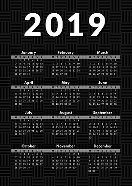 2019 Calendar Poster