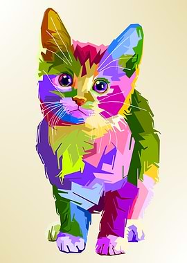 adorable cat on pop art