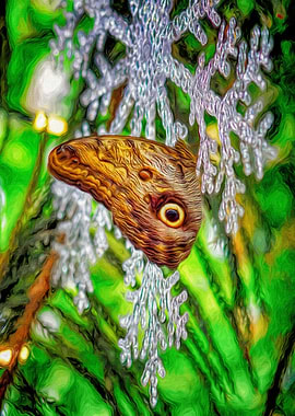 Butterfly on Snowflake