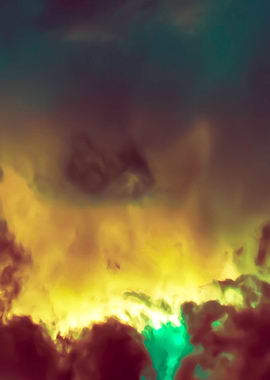 Waterfall and abstract sky