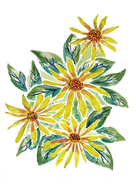 Yellow Watercolor Flowers