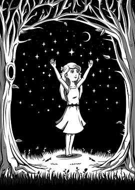 The girl among stars