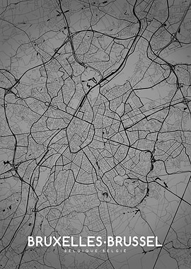 Bruxelles Brussels map BW