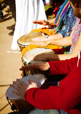 Playing drums