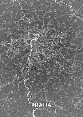 Praha map BW