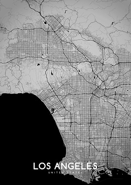Los Angeles map BW