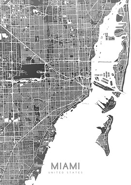 Miami map BW