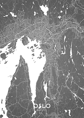 Oslo map BW
