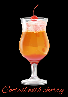 Coctail with cherry black