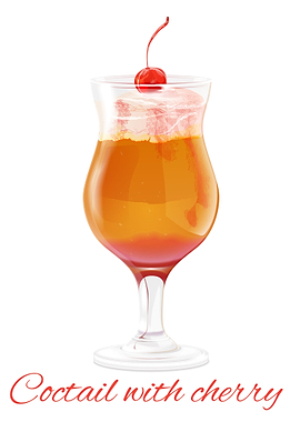 Coctail with cherry white