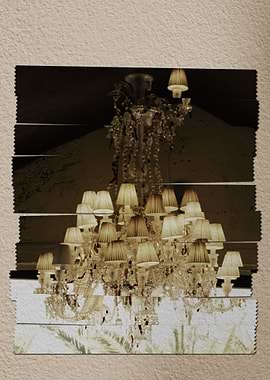 Chandelier with tape art