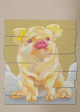 Gold Pig with tape art