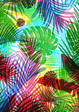 Colorful palm pattern