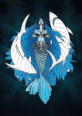 Mermaid and sharks