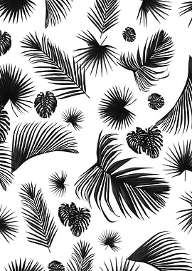 Palm leaves pattern white