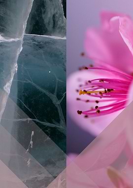 Flower on black marble