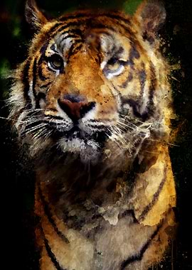 Watercolor Hunting Tiger