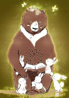 Reading Bear with rabbit